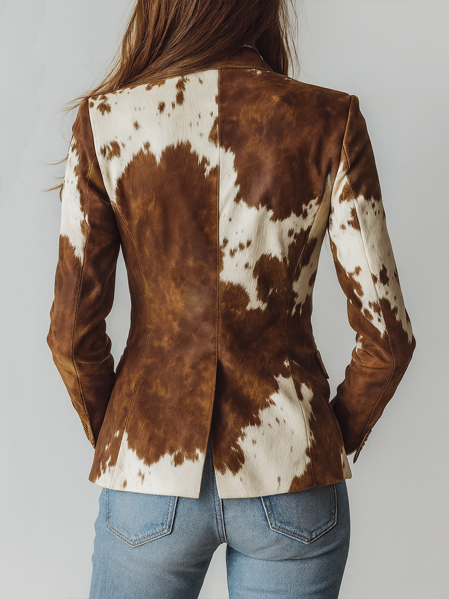Vintage Blazer met Koeienprint voor Dames