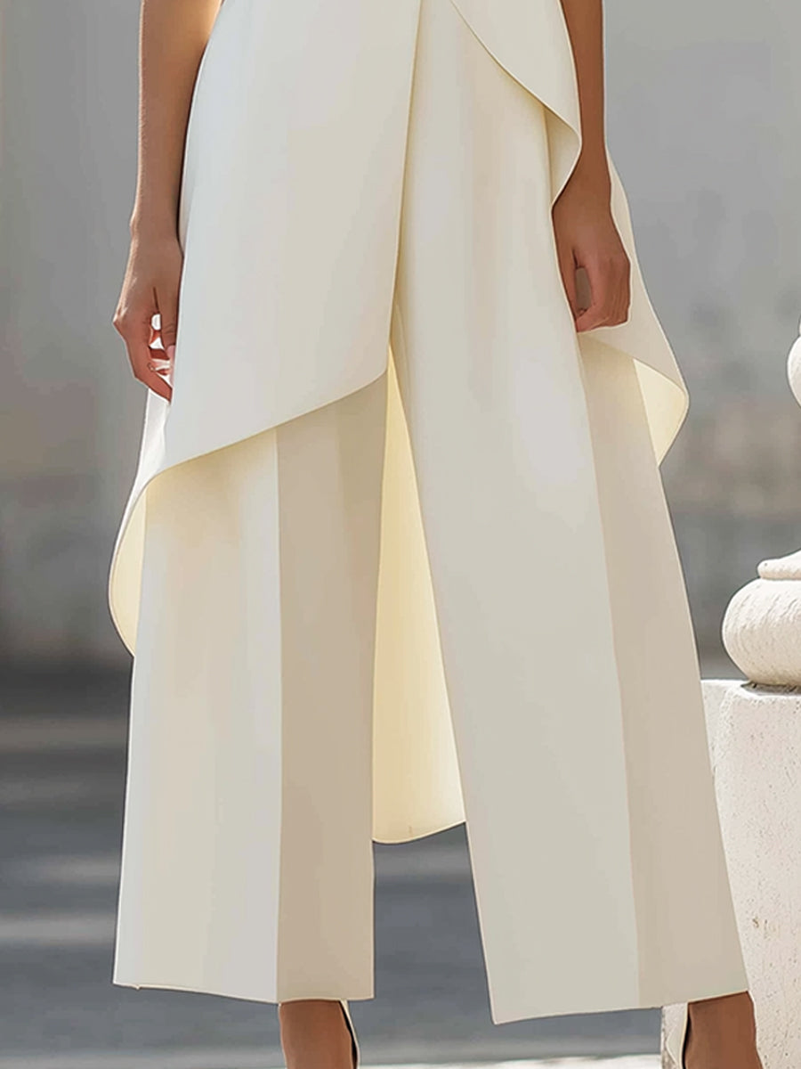 Imogen | Gebeeldhouwde jumpsuit met hoge hals en wijde pijpen voor dames