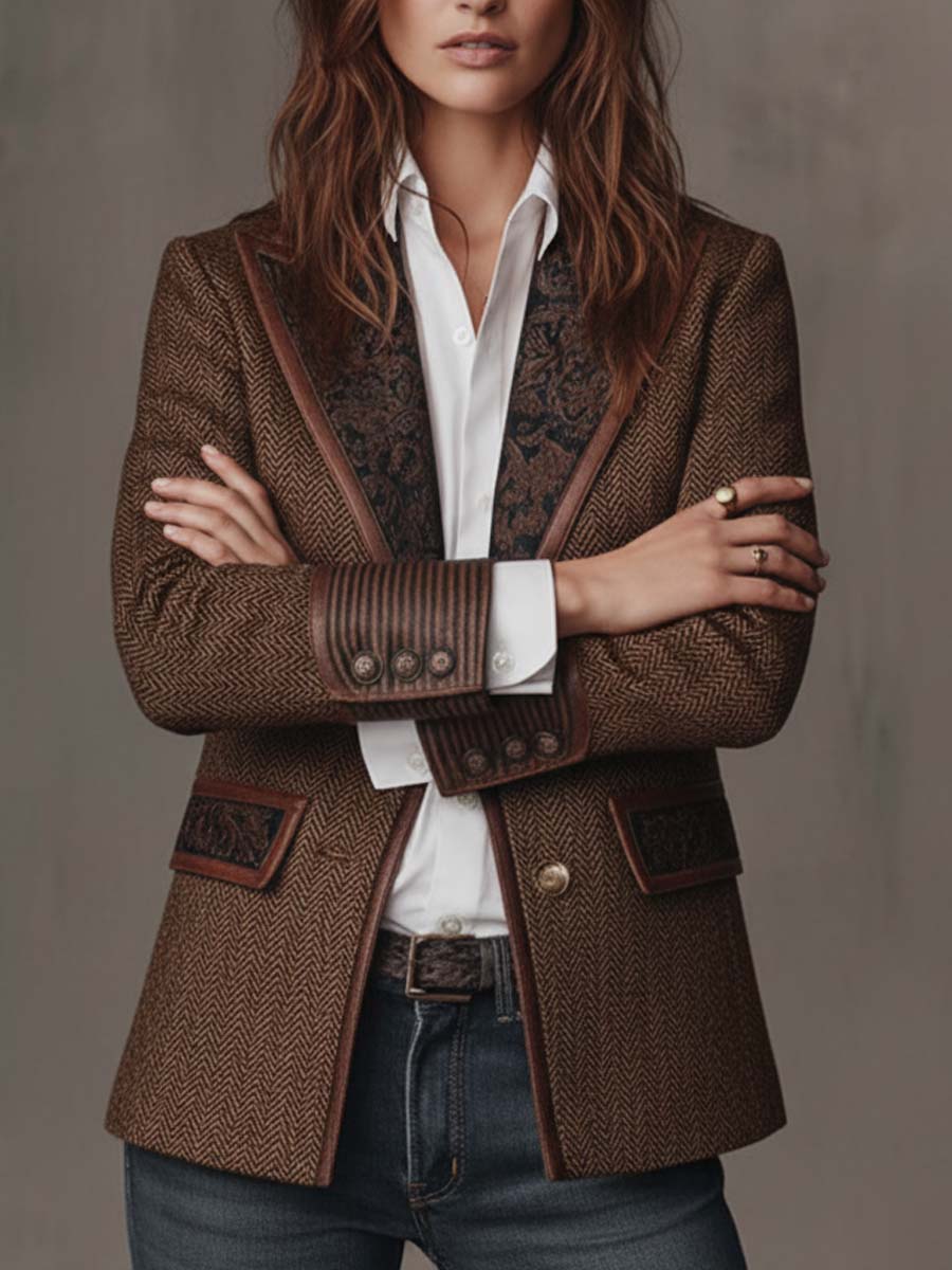 Dames Blazer met Visgraatprint