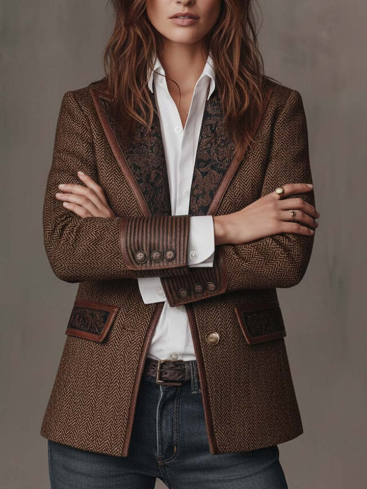 Dames Blazer met Visgraatprint