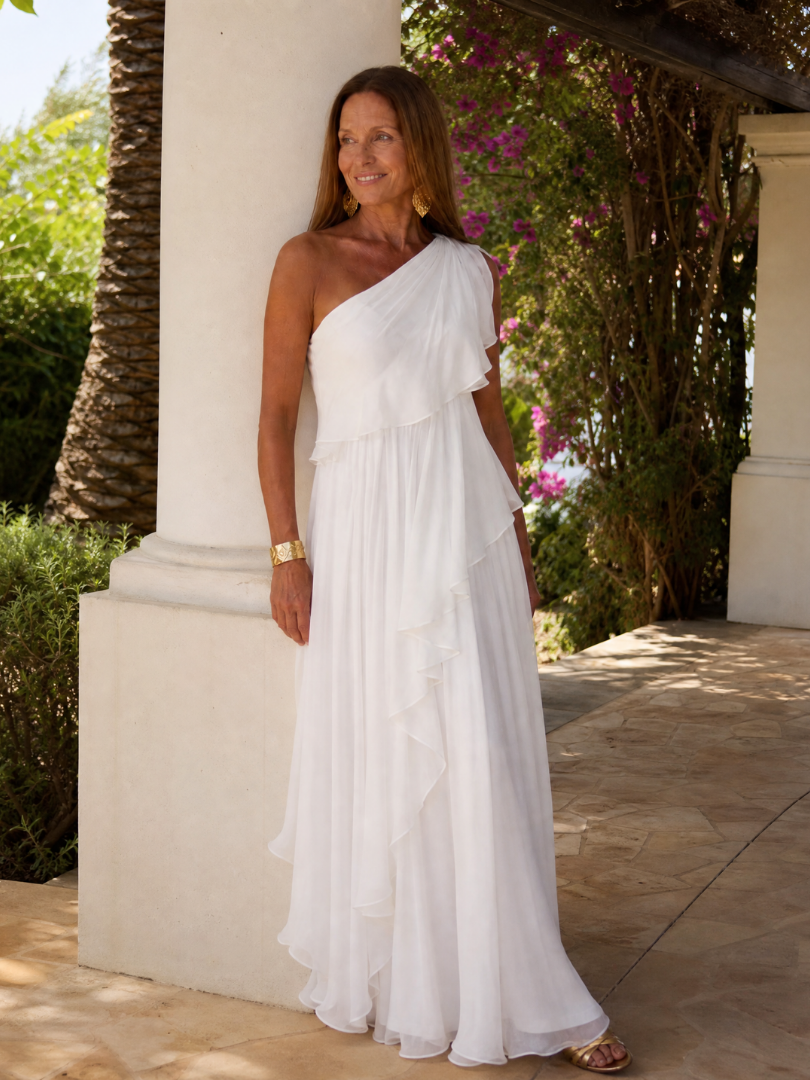 Talia | Maxi-jurk met cascades ruches