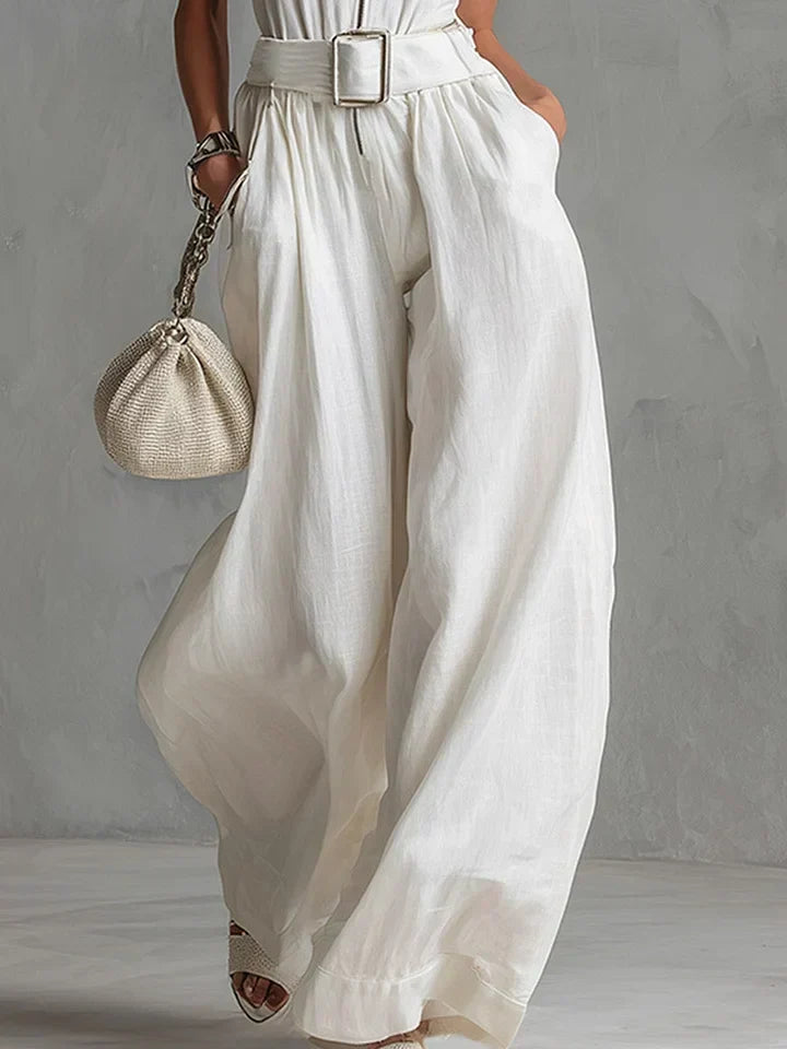 Monroe | Jumpsuit met wijde pijpen en ceintuur voor dames