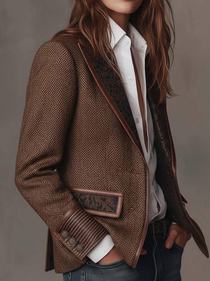 Dames Blazer met Visgraatprint