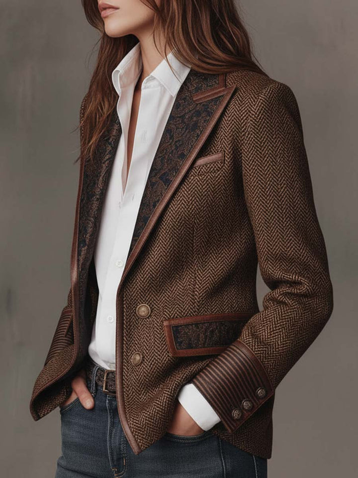 Dames Blazer met Visgraatprint