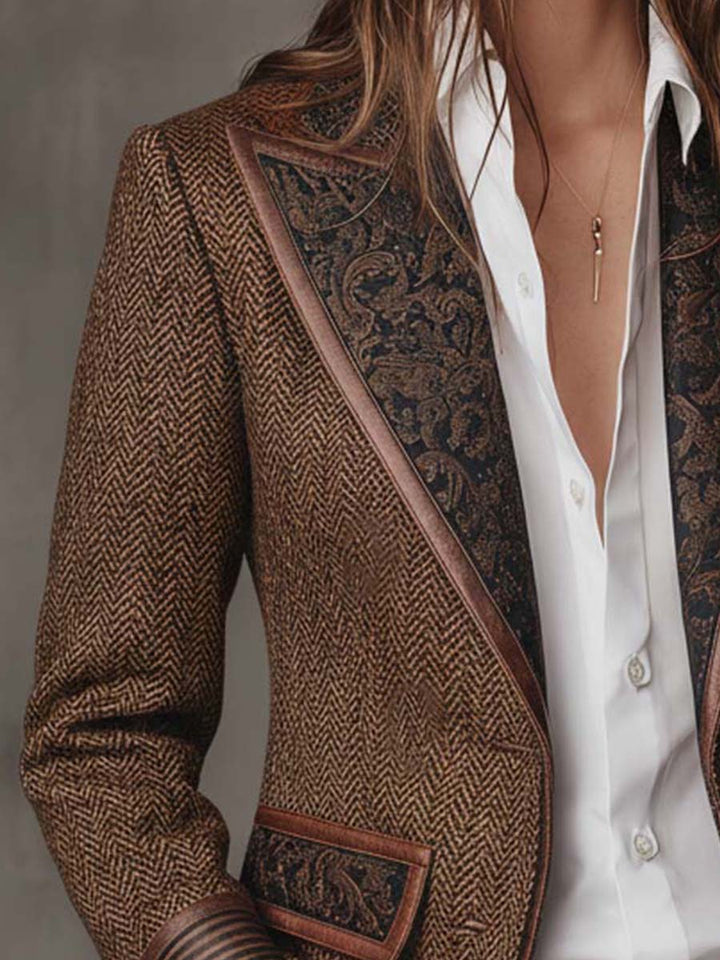 Dames Blazer met Visgraatprint