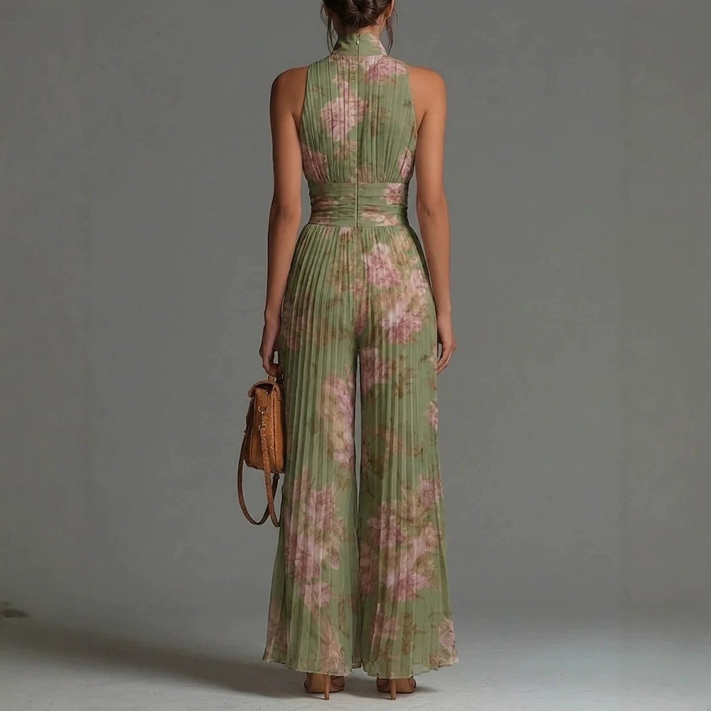 Sofia | Geplooide Bloemen Chiffon Jumpsuit voor Dames