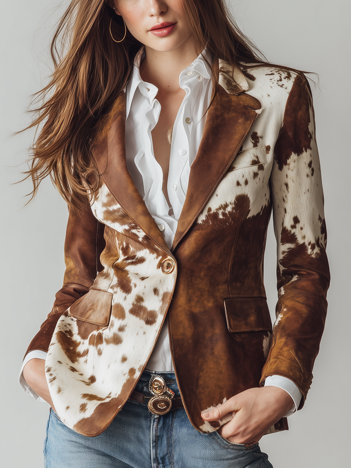 Vintage Blazer met Koeienprint voor Dames