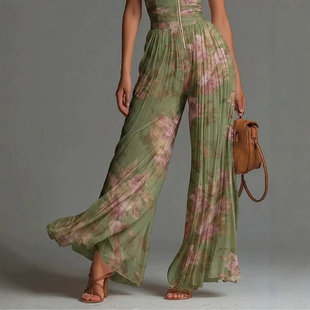 Sofia | Geplooide Bloemen Chiffon Jumpsuit voor Dames