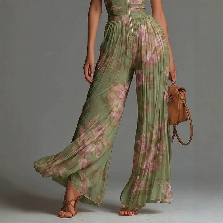 Sofia | Geplooide Bloemen Chiffon Jumpsuit voor Dames