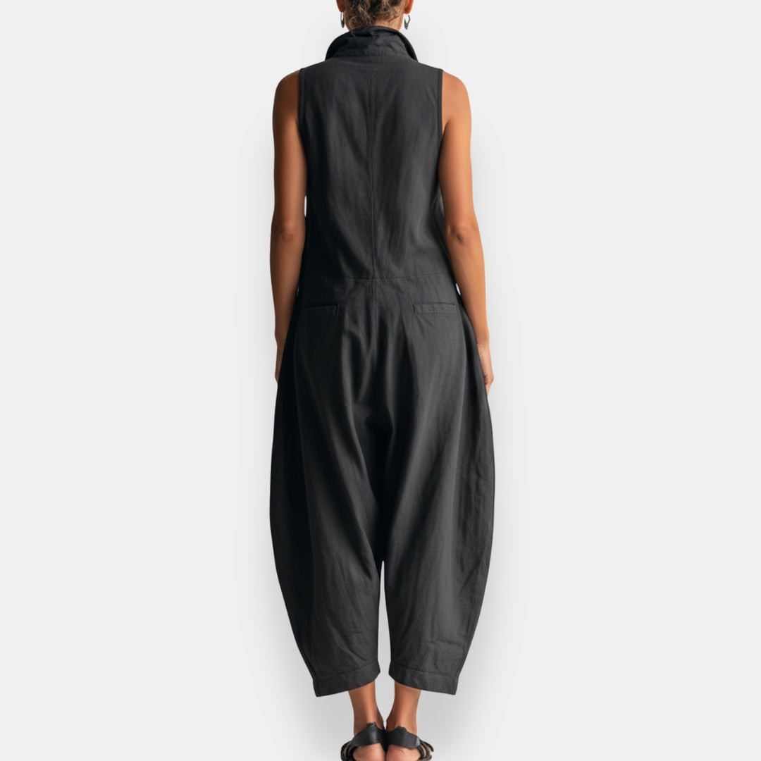 RYKER | Mouwloze cargo-jumpsuit met kraag en klepzakken