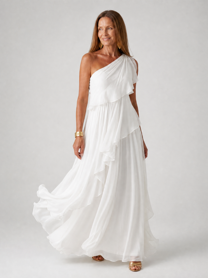 Talia | Maxi-jurk met cascades ruches