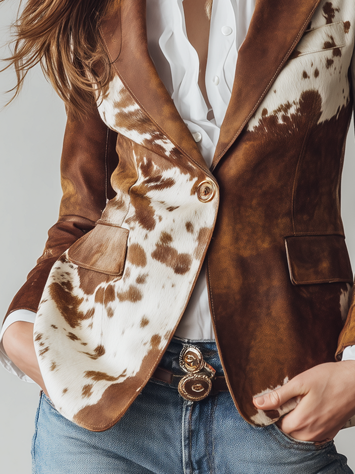 Vintage Blazer met Koeienprint voor Dames