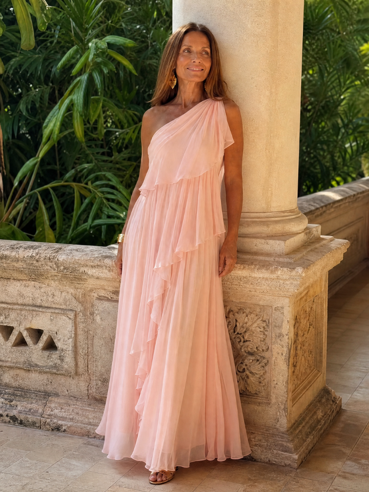 Talia | Maxi-jurk met cascades ruches