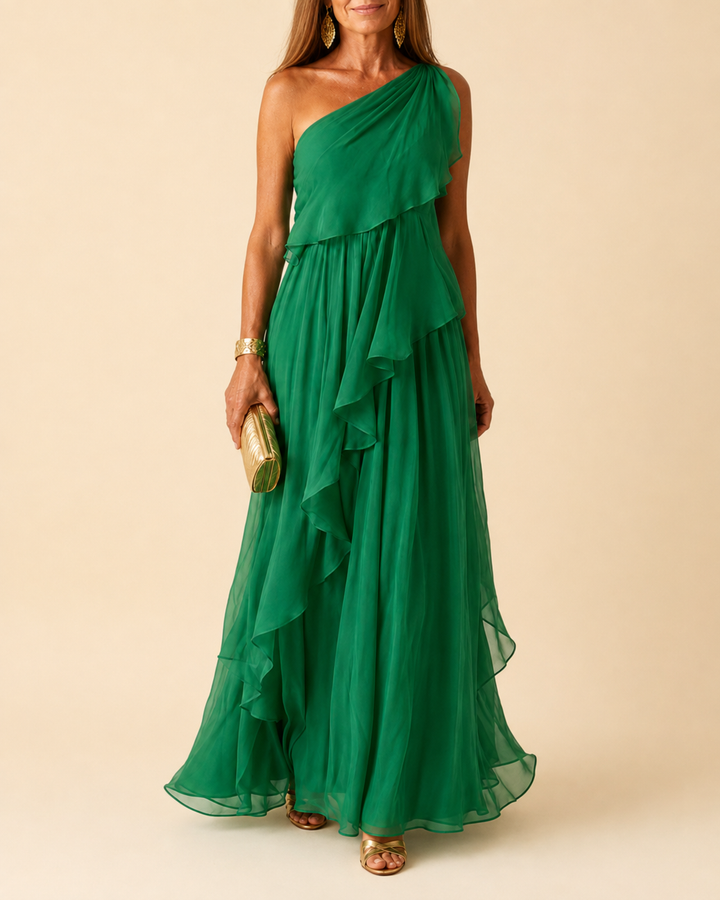 Talia | Maxi-jurk met cascades ruches