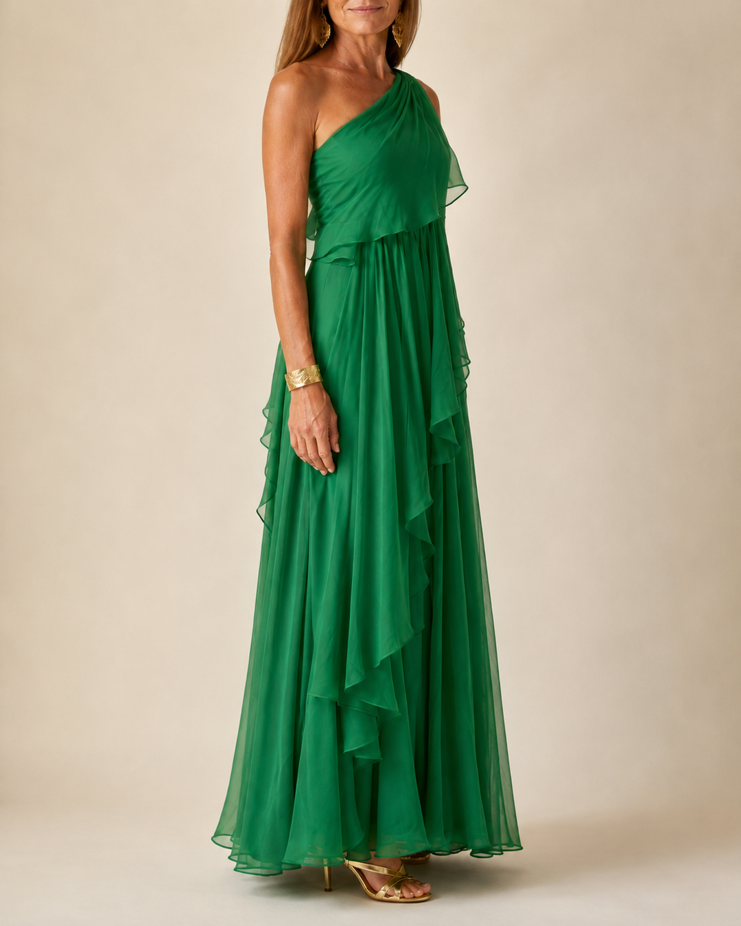 Talia | Maxi-jurk met cascades ruches