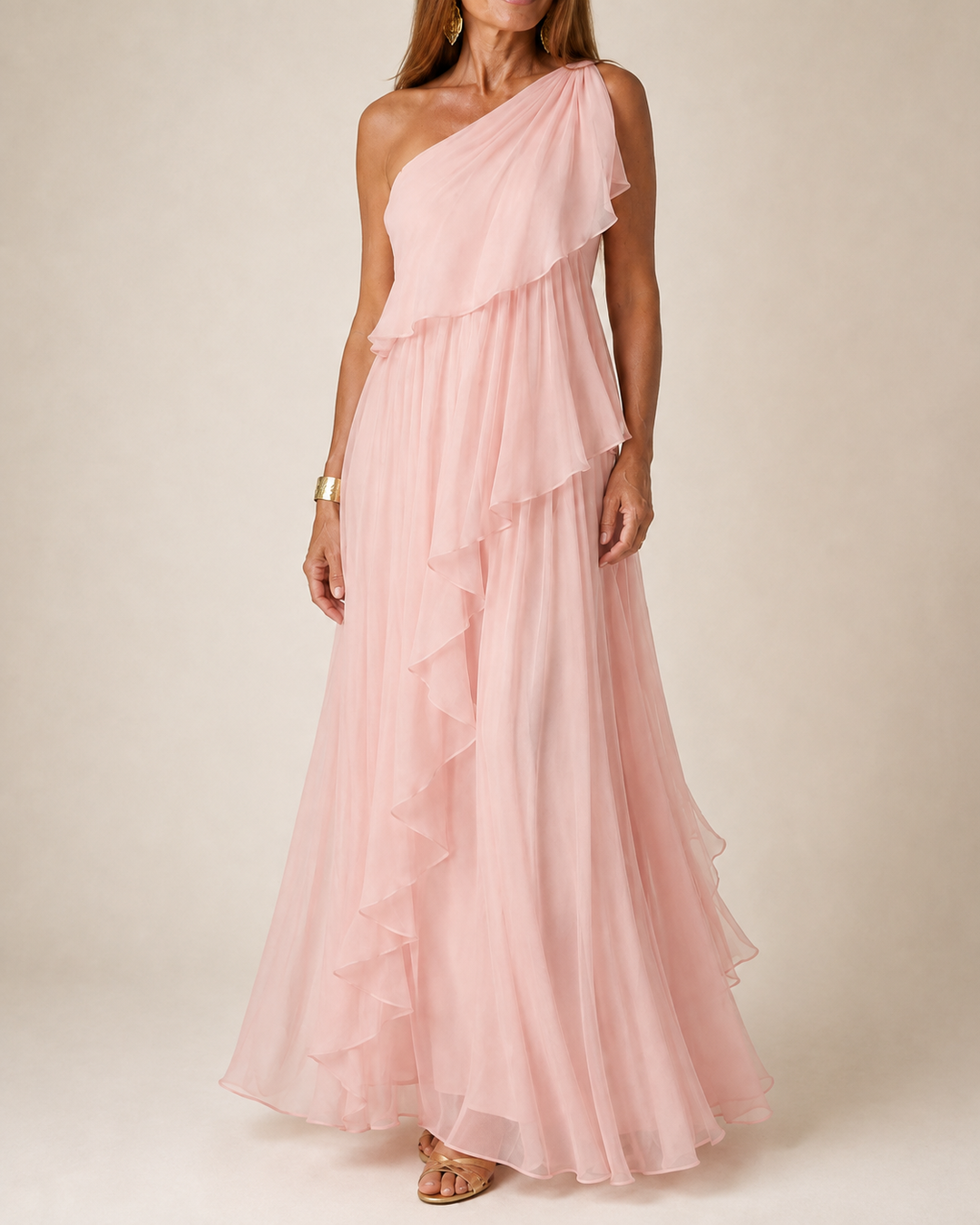 Talia | Maxi-jurk met cascades ruches