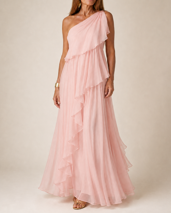 Talia | Maxi-jurk met cascades ruches