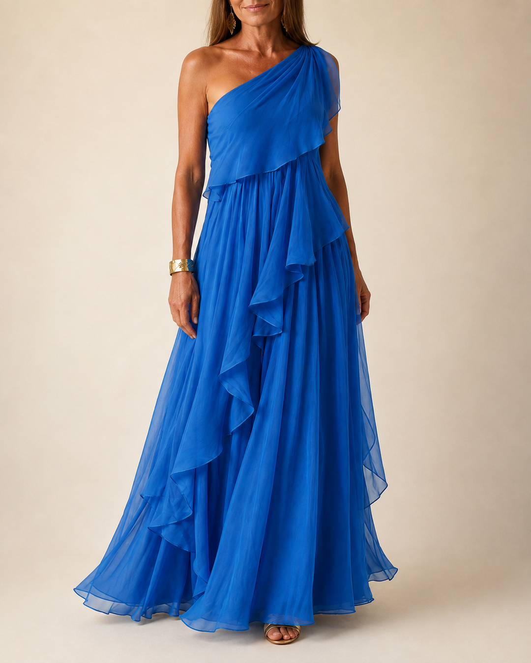 Talia | Maxi-jurk met cascades ruches