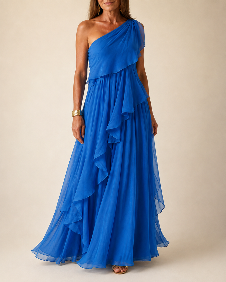 Talia | Maxi-jurk met cascades ruches