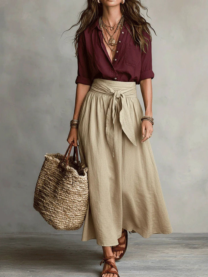 Camilla | Midi-set met strikceintuur