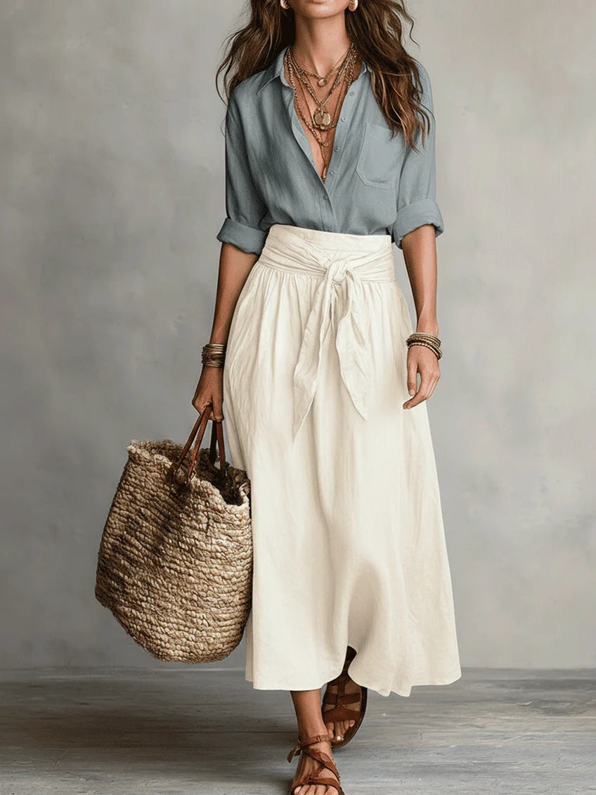Camilla | Midi-set met strikceintuur