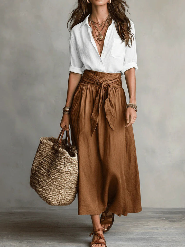 Camilla | Midi-set met strikceintuur