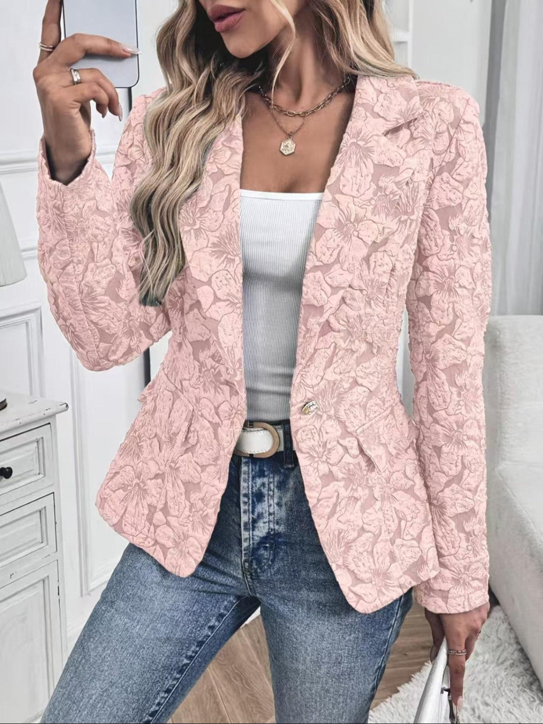 Getailleerde Paisley Jacquard Blazer voor Dames