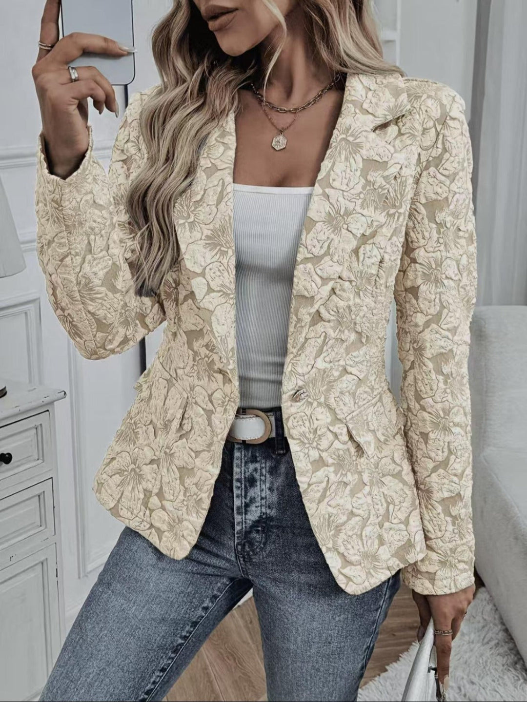 Getailleerde Paisley Jacquard Blazer voor Dames