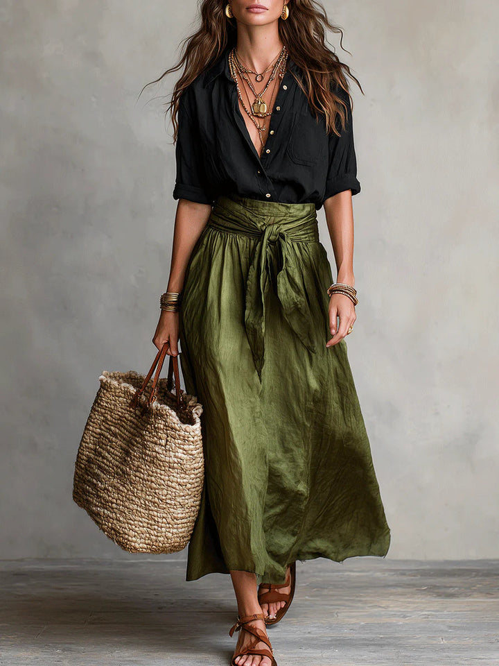 Camilla | Midi-set met strikceintuur
