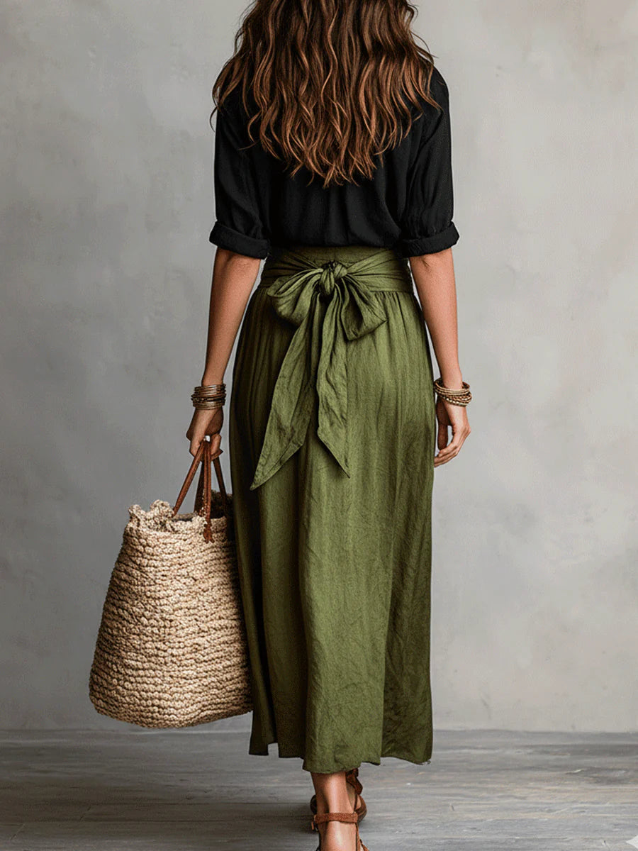 Camilla | Midi-set met strikceintuur