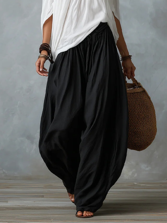 Witte Off-Shoulder Top En Losvallende Lantaarn Broek Set
