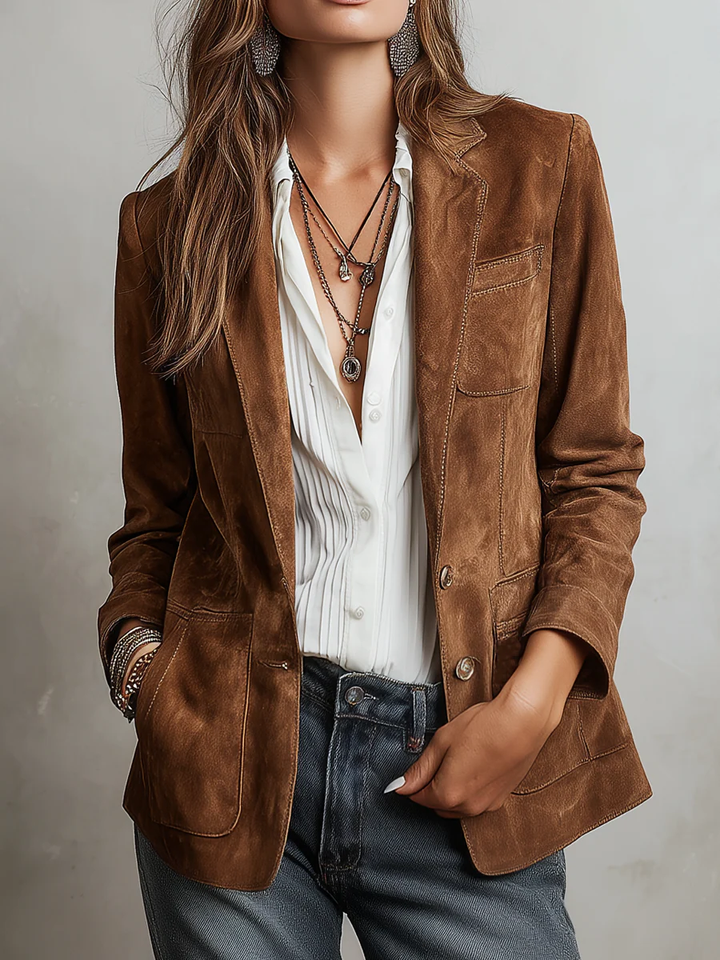 Dames Vintage Bruine Blazer