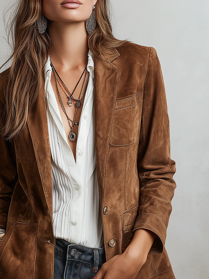 Dames Vintage Bruine Blazer