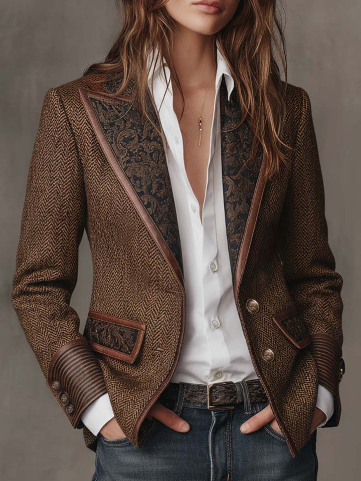 Dames Blazer met Visgraatprint
