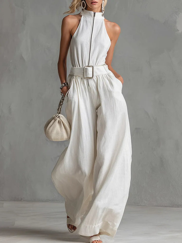 Monroe | Jumpsuit met wijde pijpen en ceintuur voor dames