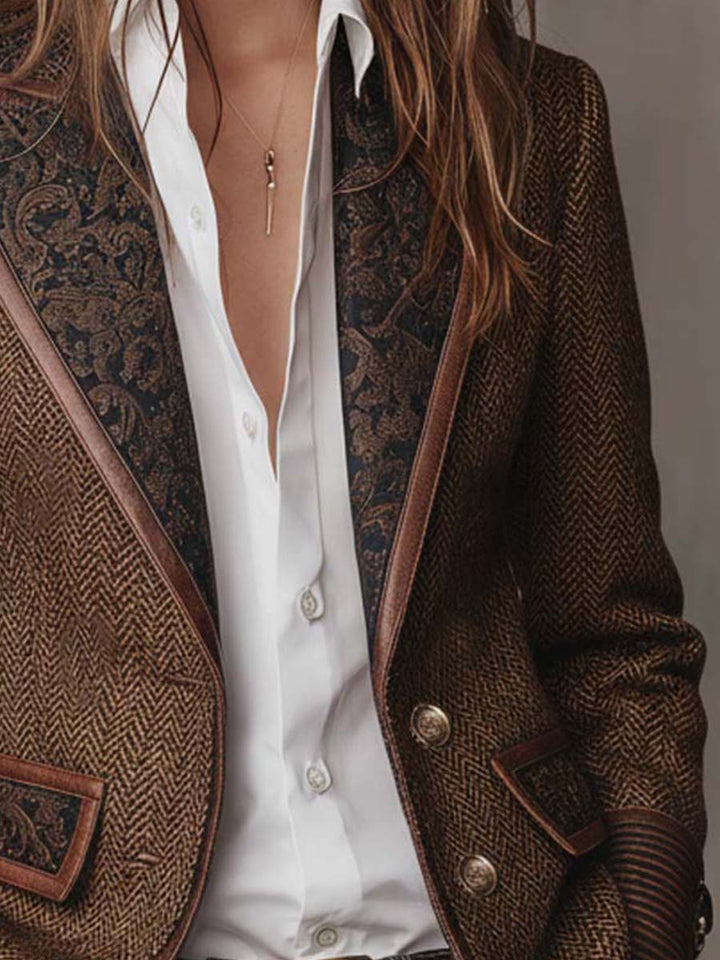 Dames Blazer met Visgraatprint