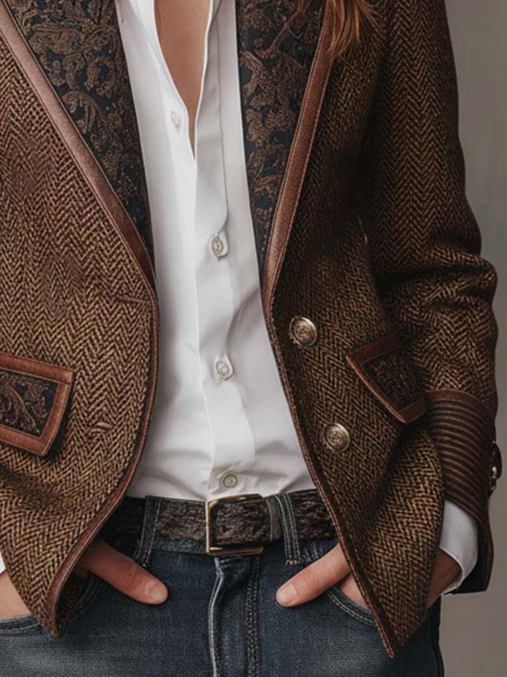 Dames Blazer met Visgraatprint
