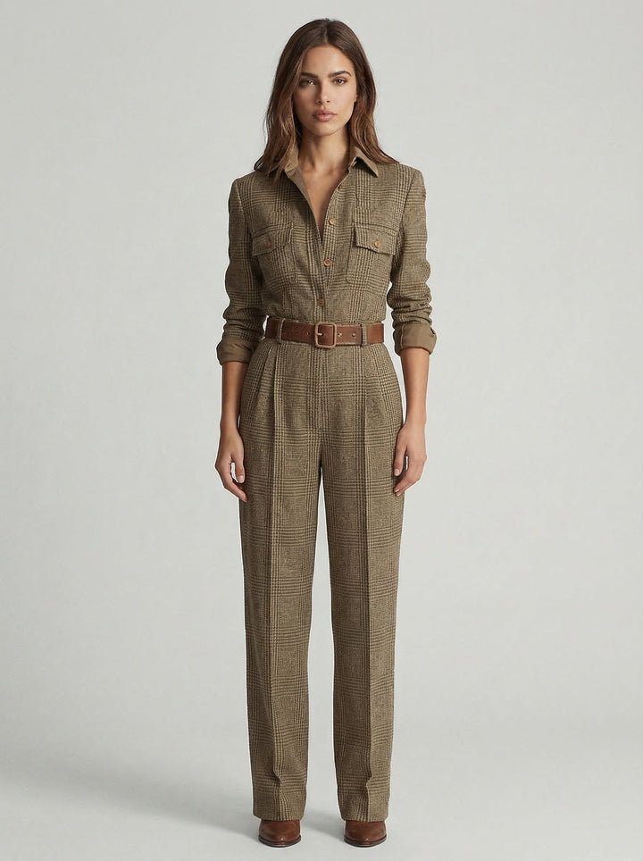 Celia | Jumpsuit met wijde pijpen en ruitpatroon voor dames