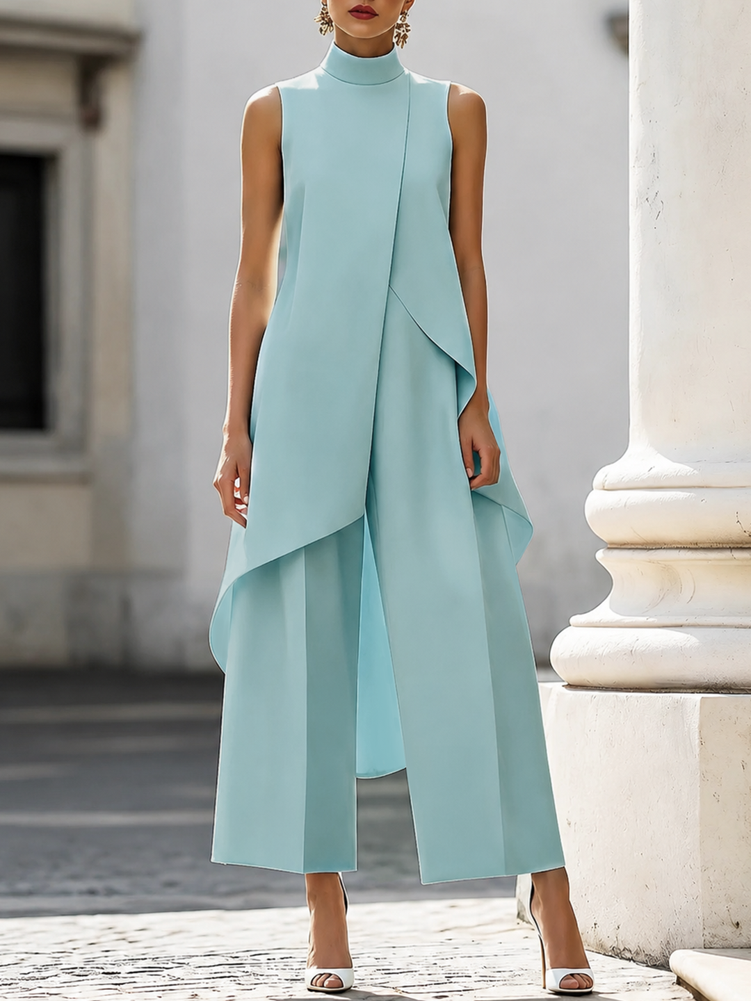 Everly - Elegant tweedelig pak met wijde pijpen