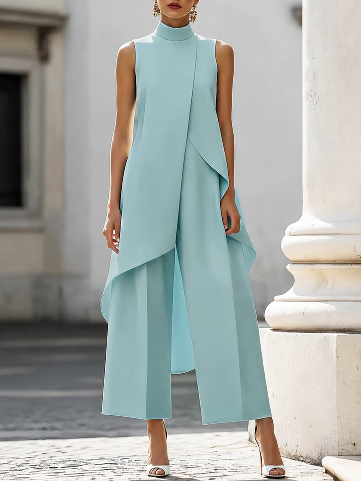 Everly - Elegant tweedelig pak met wijde pijpen