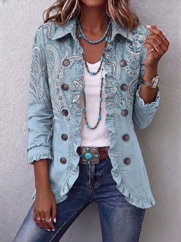 Estrella™ | Vintage Paisley-print jack met ruches
