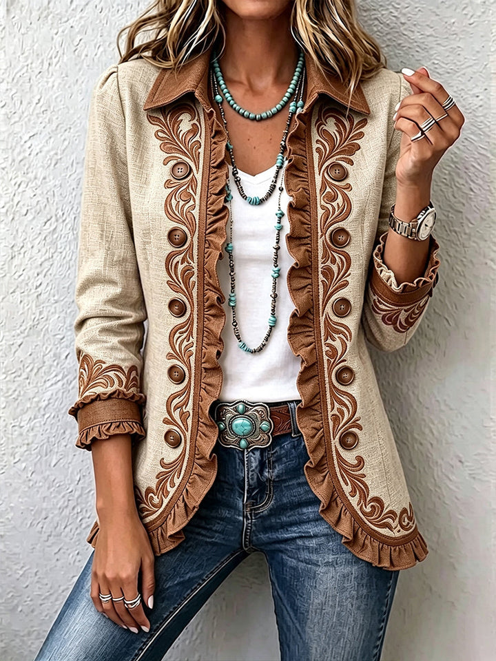 Dawncroft™ | Vintage Boheemse Gebloemde Gerimpelde Jas