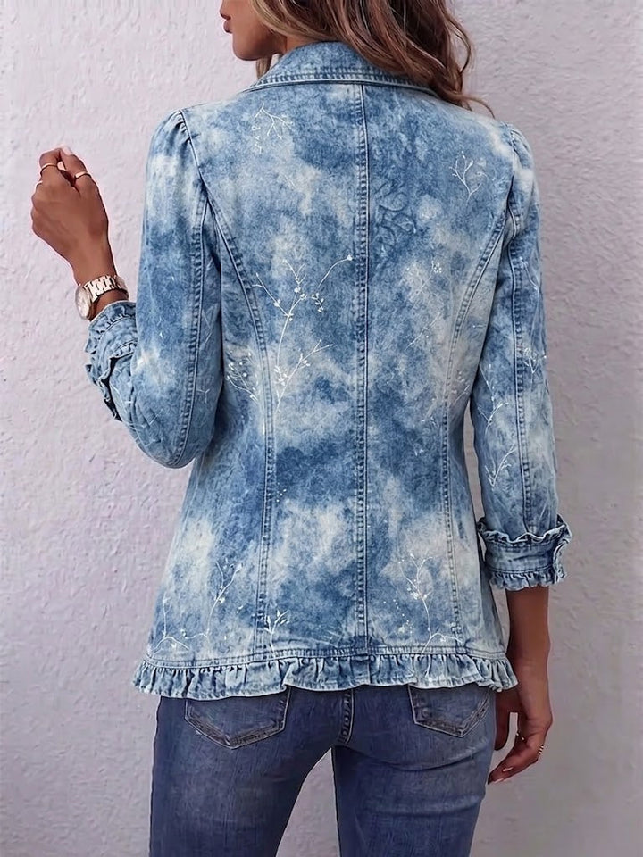Jemison™ | Boho-stijl Gradiënt Vintage Botanische Print Jas met Ruches