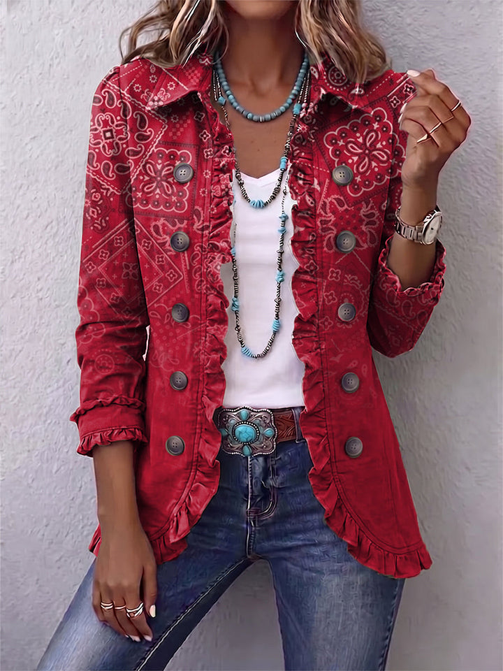 Criselle™ | Bohemian Paisley Ombré Print Jasje met Ruches