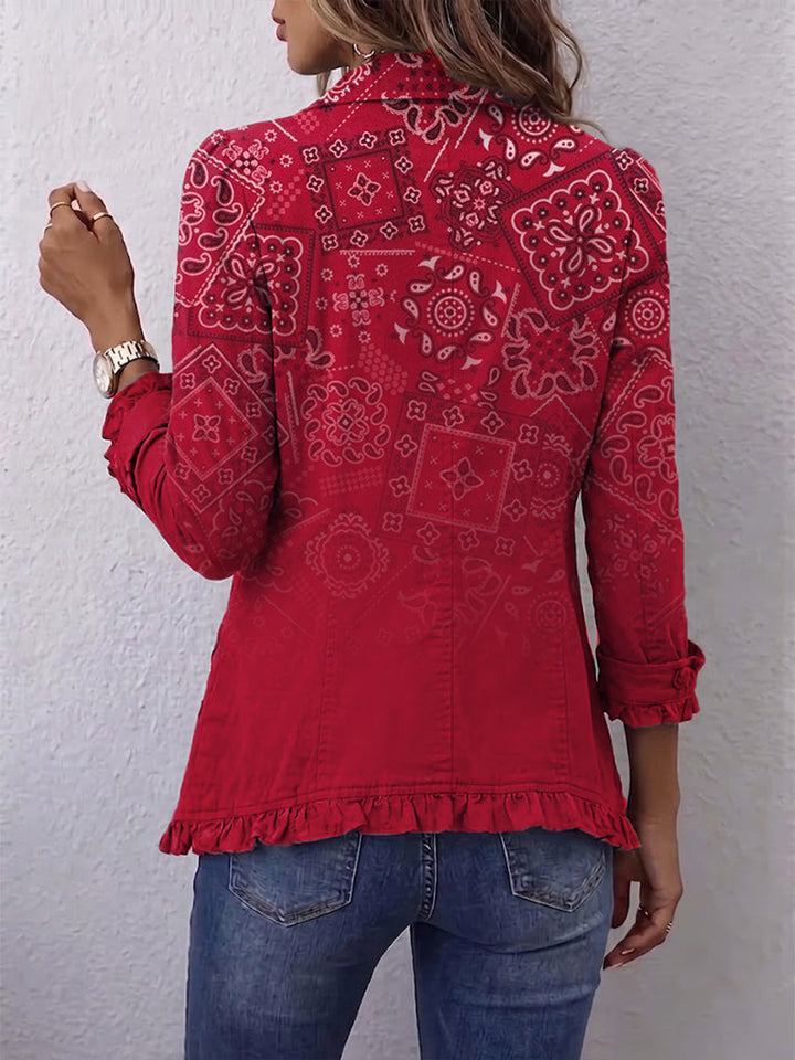 Criselle™ | Bohemian Paisley Ombré Print Jasje met Ruches