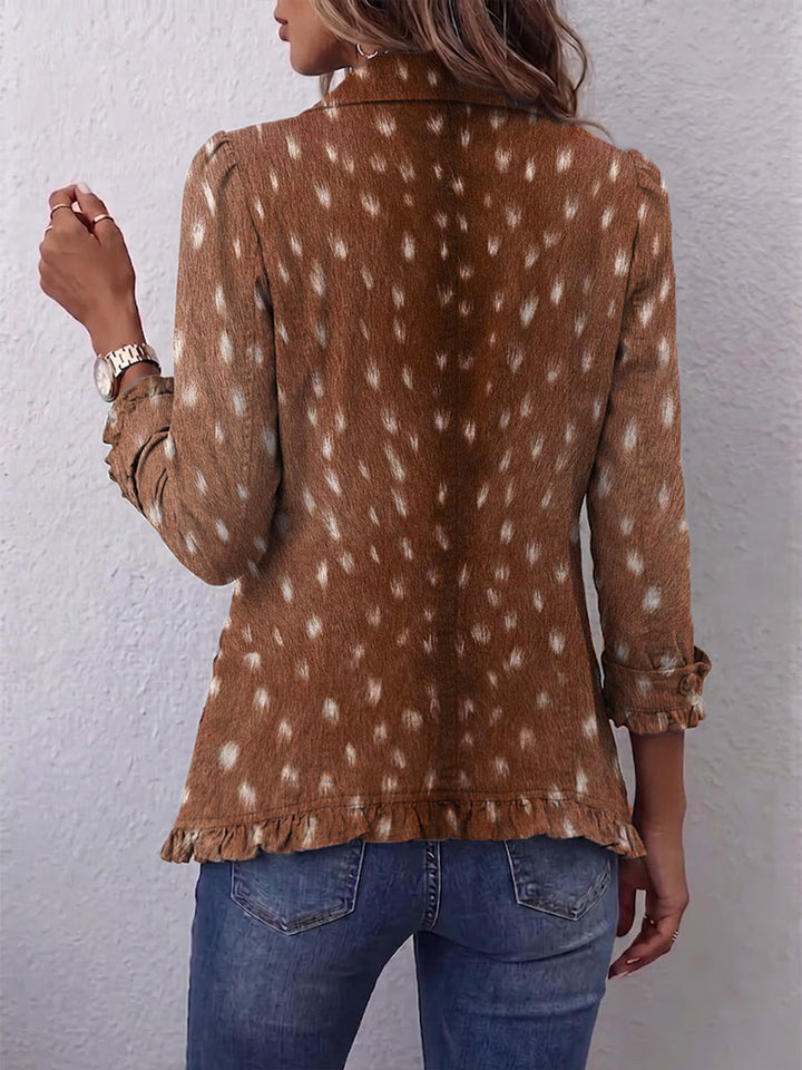 Nolinda™ | Bohemen jasje met ruches en dierenprint